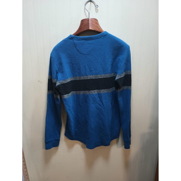 American Eagle Shirt Mens XS Blue Waffle Knit Thermal Crewneck Long Sleeve - Picture 3 of 8